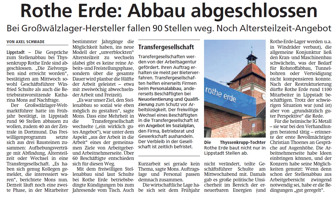 Bericht über PEAG Transfer in der Zeitung Der Patriot aus Lippstadt